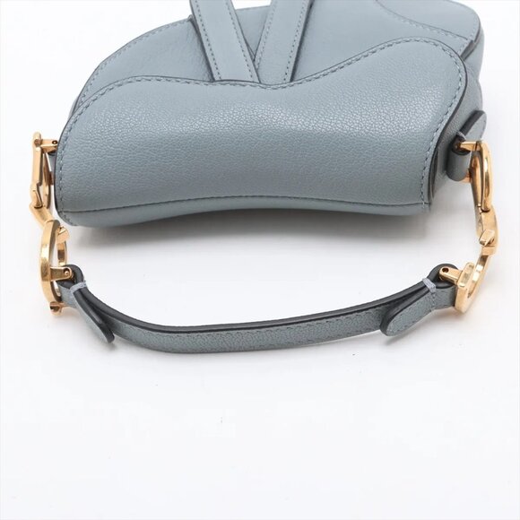 Christian Dior Saddle Micro Leather 2 Way Handbag Blue - Picture 5 of 13